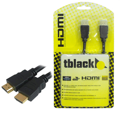 Cabo HDMI macho x macho vers. 1.4 Tblack c/ 2m p/ TV 3D