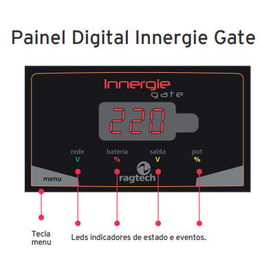 Nobreak de port�o 1/2HP 700VA (373W) Ragtech 220V SEM Bateria