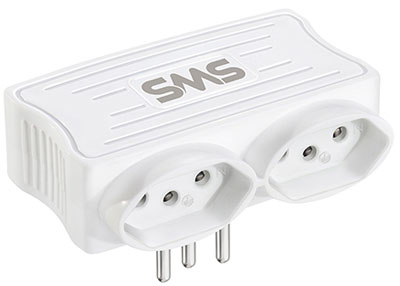 Carregador branco c/ 2 USB 5V/1,5A SMS c/ 2 tomadas 10A