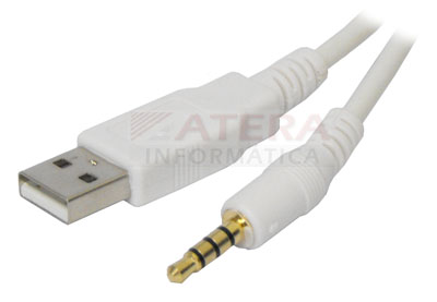 Cabo USB tipo A para P2 4 polos Tblack branco 1,8 m