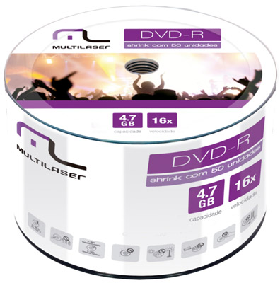 50 mdias avulsas DVD-R Multilaser DV060 4.7GB 16X