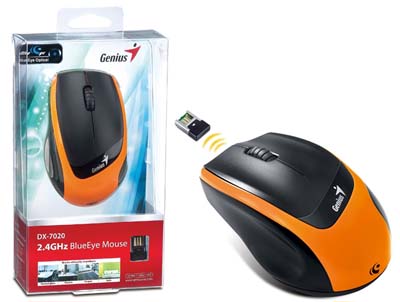 Mouse s/ fio Genius DX-7020 2.4GHz 1200dpi laranja USB