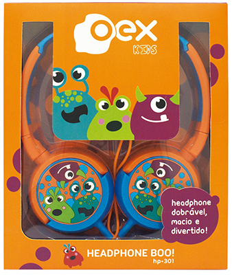 Headphone Kids OEX HP301 Boo limitado 15mW, estreo P2
