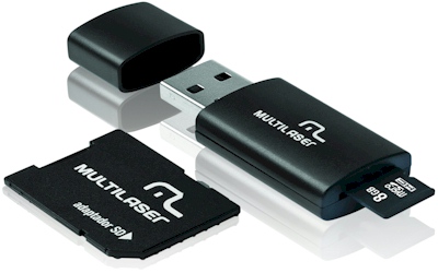 Pendrive SD microSD HC 8GB Multilaser MC058, classe 4