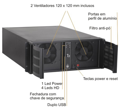 Gabinete rack Nilko 4U NK211 EATX-HD, 19 pol. 4U 632 mm
