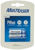 2 pilhas recarregveis Multilaser CB051, AAA 1000mAh