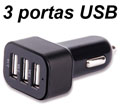 Carregador veicular Multilaser CB074 3 portas USB 3,1A