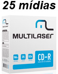 25 Mdias em envelopes CD-R Multilaser CD029 52X 700MB#100