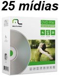 25 mdias c/ envelope DVD-RW Multilaser DV062 4.7GB 4X#100