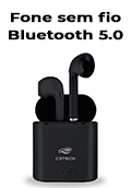 Fone de ouvido sem fio Bluetooth 5.0 C3Tech EP-TWS-20BK#100