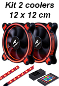 Kit c/ 2 coolers 120 x 120mm C3Tech c/ barra LED e CR 2