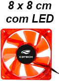 Cooler 80x80x25mm 3 pinos C3Tech c/ 4 LEDs p/ gabinete2