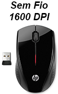 Mini mouse sem fio HP X3000 2.4GHz 1600 dpi 3 bot preto#100