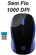 Mouse s/ fio HP 200 OMAN 2HU85AA azul 1000dpi, USB#100