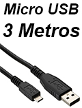 Cabo USB 2.0 p/ micro USB, PlusCable 3m2