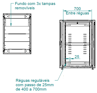 Mini rack Nilko 057024-A870 19 pol. com 24U, 87 cm prof