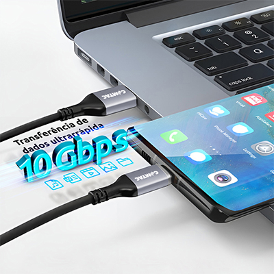 Cabo USB-C 3.2 Gen2 macho x macho 10Gbps 100W Comtac 20129478 com 1 m