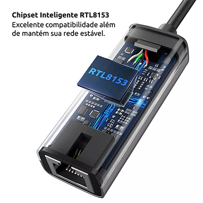 Conversor USB-C Comtac 9406 para rede Ethernet RJ45 Gigabit