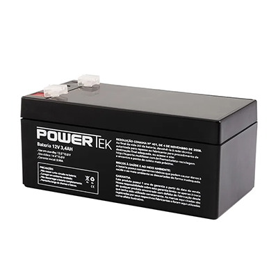 Bateria Powertek de 12V 3,4Ah VRLA 65x65x13,5cm