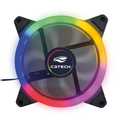 Cooler cores RGB C3Tech F7-L130M 120x120mm 12V 4 pinos