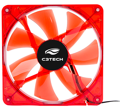 Cooler c/ LED C3Tech F7 Storm series 140x140x25mm red