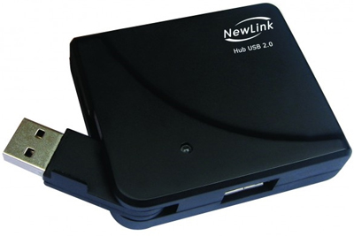 Mini HUB USB 2.0 NewLink HB201 4 portas 480Mbps