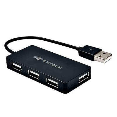 Mini HUB USB 2.0 C3Tech HU-220BK c/ 4 portas 480Mbps