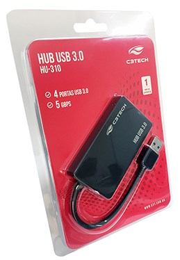 HUB USB 3.0 C3Tech HU-310, 4 portas 480Mbps e 5Gbps