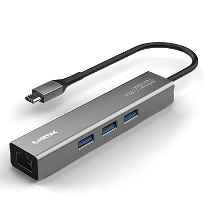 HUB USB 3.2 5Gbps COMTAC Aluminium 9454 com Ethernet Gigabit