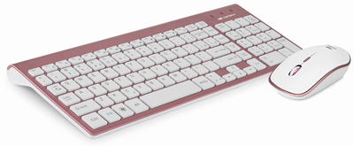 Teclado, mouse s/ fio C3Tech K-W510 pink, tecla baixa