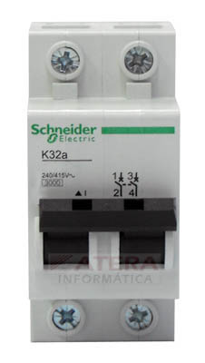 Disjuntor Schneider Electric  K32A2C20, 20A X 2 polos