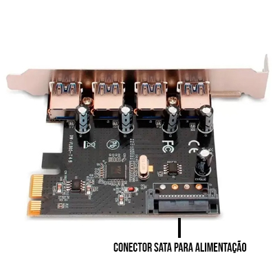 Placa control. PCI-e KNUP KP-T102 c/ 4 portas USB 3.0 