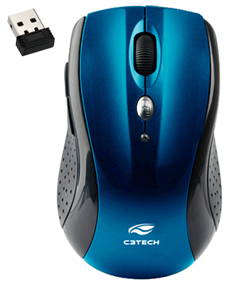 Mouse sem fio 8 botes C3Tech M-W012 1600dpi 2.4GHz