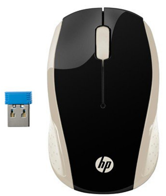 Mouse s/ fio HP 200 OMAN 2HU83AA gold 1000dpi, USB