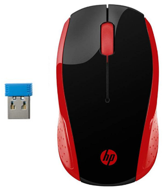 Mouse s/ fio HP 200 OMAN 2HU82AA red 1000dpi, USB