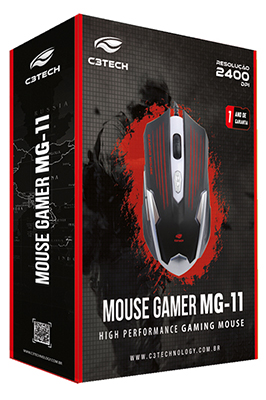 Mouse óptico Gamer C3Tech MG-11 2400 dpi 6 botões USB
