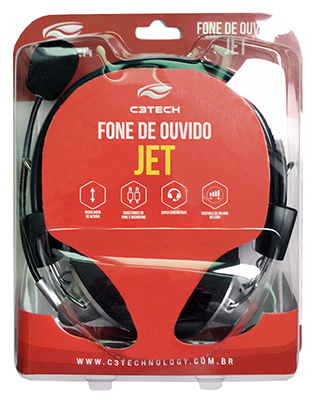 Fone de ouvido c/ microf. C3Tech Jet , 2 P2 de 3,5 mm