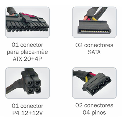 Fonte autom�tica SFX de 200W reais K-Mex PB-200DNA c/ cabo 