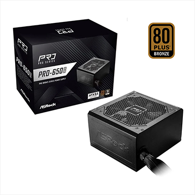 Fonte ATX v3.1 650W ASrock PRO-650B 80 plus bronze garantia: 3 anos