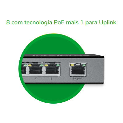 Switch desktop 9 portas Intelbras SF 900 POE 97W 250m