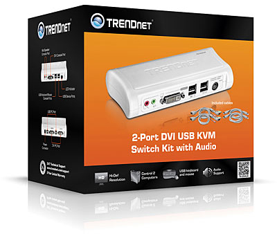 Switch KVM 2 portas TrendNet TK-204UK, USB, DVI e udio