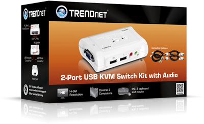 Swtich KVM 2 portas USB com udio TrendNet TK-209K V1.2