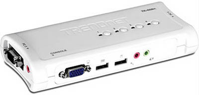 Switch KVM via USB, 4 portas c/ udio Trendnet TK-409K