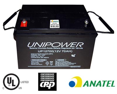 Bateria chumbo-acido Unipower UP12700G, 12V, 70Ah M6 V0
