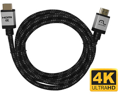 Cabo HDMI 2.0 Multilaser WI295 nylon p/ TV 3D 4K, 1,8m