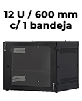 Mini Rack GPRacks 12U com 600X600mm preto com 1 bandeja 