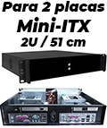 Gabinete rack 2U 19 pol. p/ 2 PCs, 51 cm p/ mini ITX 2