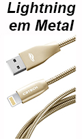 Cabo USB Lightning C3Tech CB-1100 em metal 2,4A, 1m