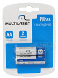 2 pilhas recarregveis Multilaser CB053 tipo AA 2500mAh2