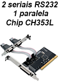 Placa PCI c/ 2 portas seriais RS232 1 paralela Flexport#98